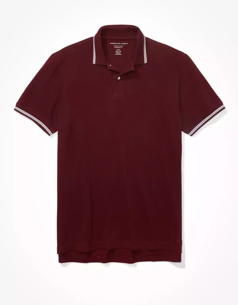 Polos American Eagle AE Super Soft Legend Pique Bordeaux Homme | MQN-63697357